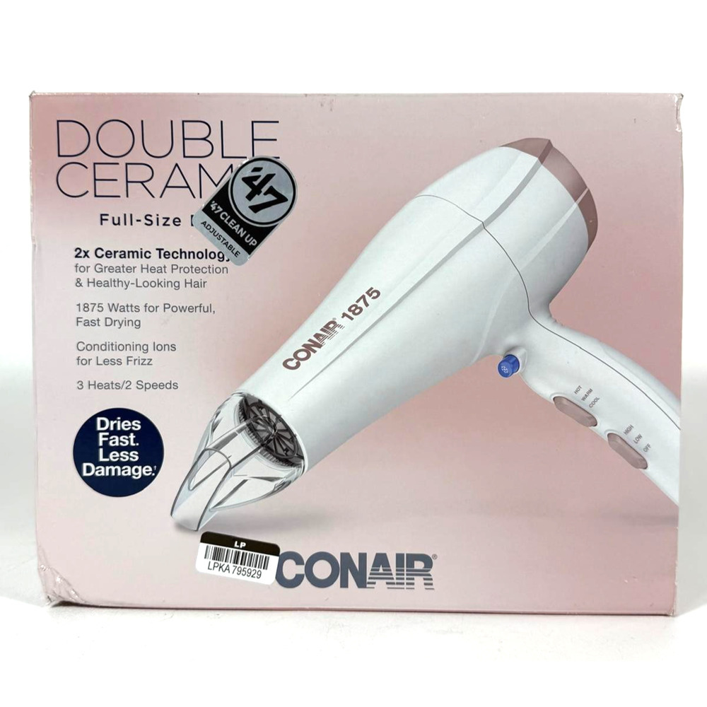 Conair|Double Ceramic Technology Hair Dryer| Frizz Fighting 3 Heats/ 2 Speeds